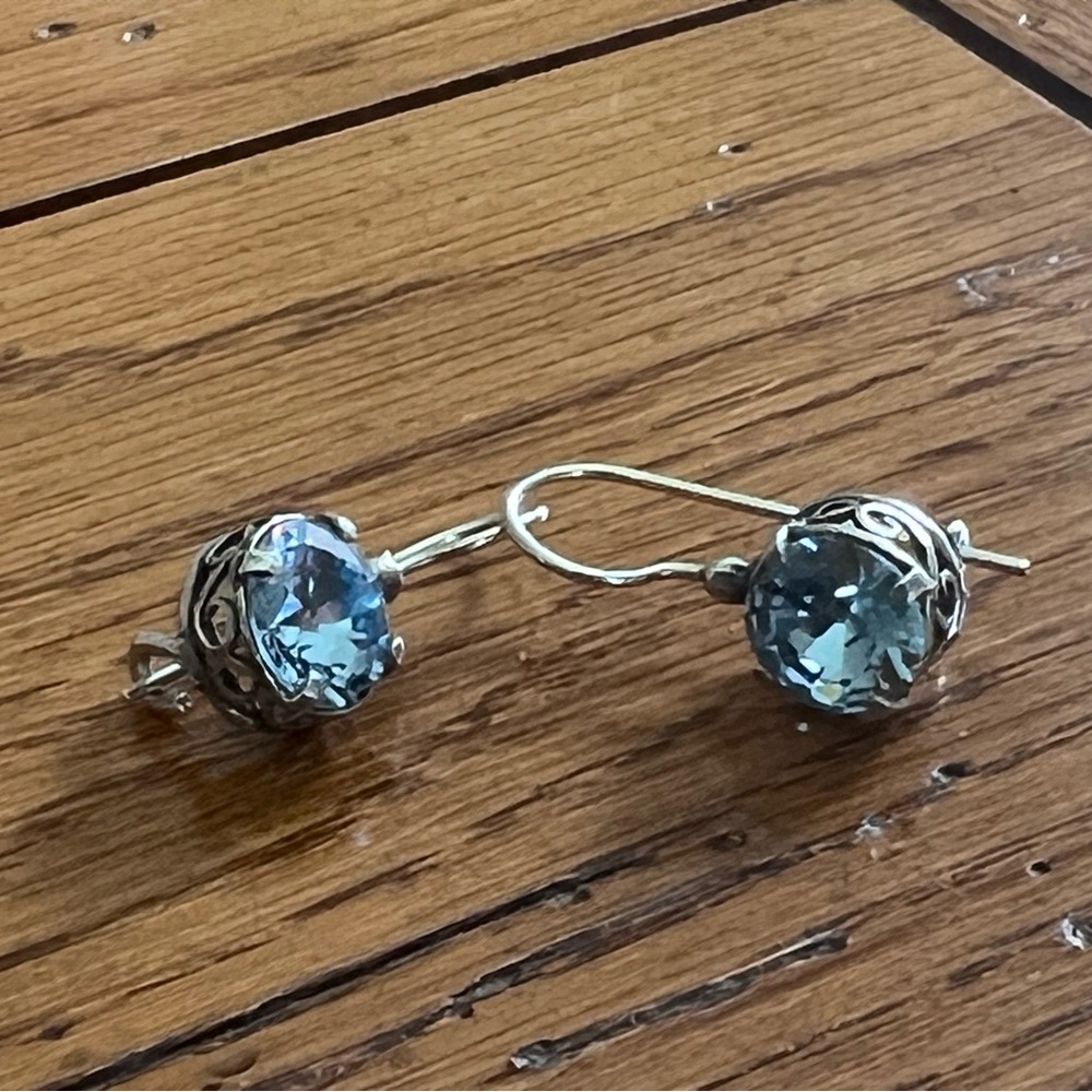 Elegant Silver and Blue Gemstone Earrings